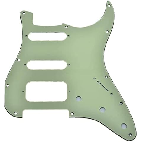 11 Hole American Modern Strat Style HSS Pickguard 3-Screw Round Corner Humbucking Pickup Mounting for/Strat Blue Pearl Cover