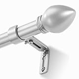 LLPJS Curtain Rods for Windows 16 to 120 inches, Curtain Rod Max Adjustable Length to 132 in, Drapery Rod 1 inch Diameter with Modern Knobs Finials (Satin Silver, 16' to 120' - Set of 1)