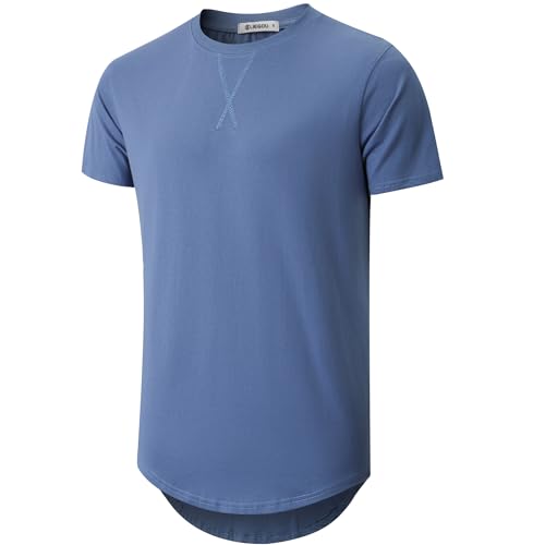 Image of KLIEGOU Men's 100% Cotton Longline T-Shirt, Pre-Shrunk Soft