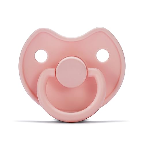 ERDUO Happy Pig Orthodontic Pacifier 18-36 Months Glow in The Dark,Silicone teether Nipple Like Pacifiers for Baby (Light Gray Blue-Glow in The Dark)