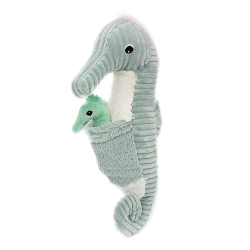Les DÉGLINGOS Ptipotos by Plüschtier Papadou der Seepferdchen, Minze – Original – Schmusetuch ideal ab der Geburt – Geschenkidee zur Geburt – weiches Plüschtier – Minze