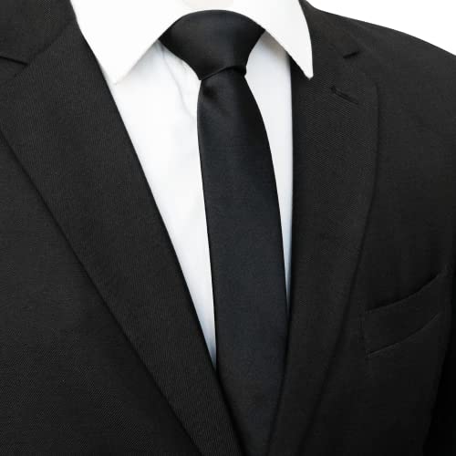 Rbocott Black Skinny Tie Slim Necktie For Men Party And Business thumb #2