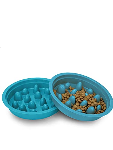 Tarli 2 Stück Slow Feeder Fun Hundenapf für alle Größen, flaches Gesicht und lange Nasenrassen, hohes und niedriges, langsames Fressen, rutschfeste klebrige Füße, hält 2 Tassen Cover