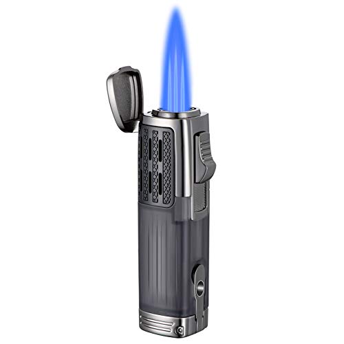 Obling Torch Lighters, Cigar Lighter, Triple Flame Butane Refillable Lighters, with Visible Gas Window and Cigar Punch, Gifts for Men- Butane Not Included