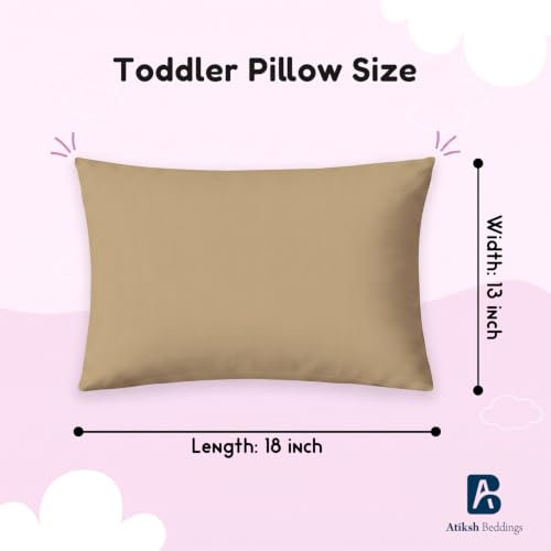 Image of Atiksh Beddings Pack of 2 13x18 Inch Toddler Travel Pillow Cases - 100% Soft Egyptian Cotton, 600 Thread Count with Zipper Closure for Small Travel Pillowcase Cover, Taupe
