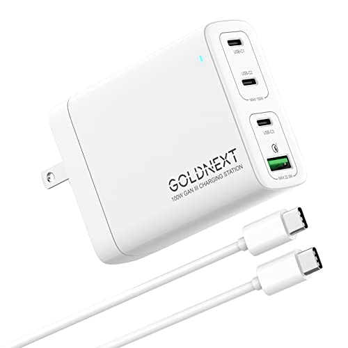 100W USB C Charger,GOLDNEXT 4-Port PD GaNIII Multiport Wall Charger ...
