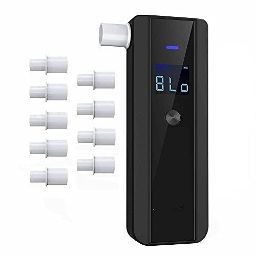 Breathalyzer AT188 Portable Alcohol Tester LCD Display Alcohol Detector Breathalyzer with with 10 Mouthpieces Alcohol Analyzer for Test Alcohol