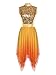 Winnrchan Womens Praise Dance Dress Shiny Sequin Gradient Mesh Irregular Hem Worship Lyrical Liturgical Dance Costume Gold X-Large