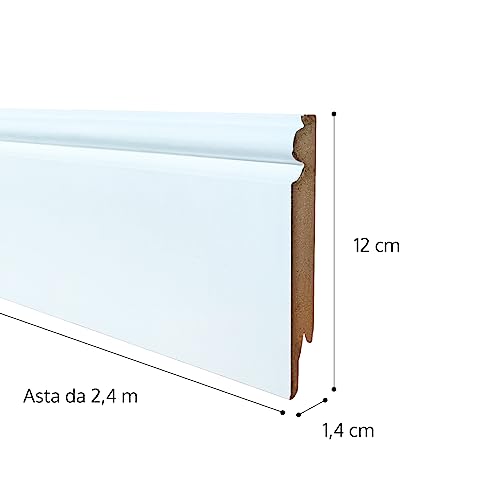 Onlywood 12 Metri Lineari Battiscopa bianco in Mdf...