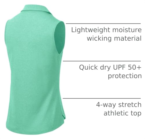 Image of BGOWATU Women's Sleeveless Golf Polo Shirts Collared V Neck Tennis Tank Tops UPF 50+ Quick Dry Lightweight