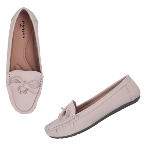 Image of CatBird Women's Flat Shoes for Casual & Office Wear, Bow Detail Slip-On Loafers