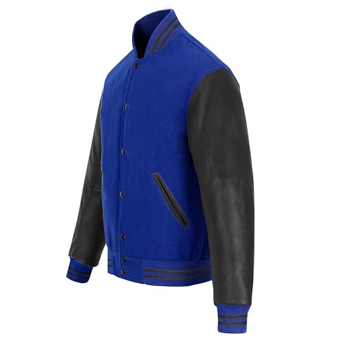 Image of Varsity Jacket Baseball Letterman Jacket- Wool and Leather Premium Quality Unisex Basketball Jacket