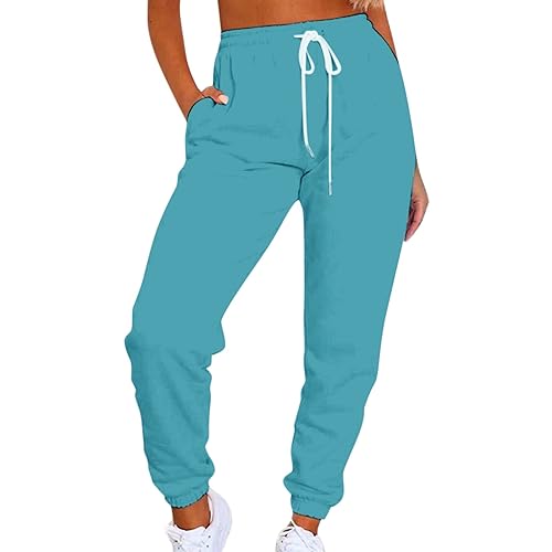Pantalones elásticos para mujer, talla grande, cintura anudada, con material de suéter de felpa, pantalones elásticos para mujer, verde menta, S