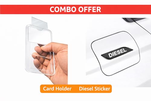 Image of AutokraftZ Card Holder for Car Windshield with Diesel Sticker| Transparent Cover | Access Cards - Strong Adhesive Sticker Mount, Easy Insert & Remove | Durable Anti-Slip Design for All 4-Wheelers
