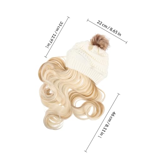 Bonnet postiche amovible cheveux dorés pour masquer une perte de cheveux en hiver - 2