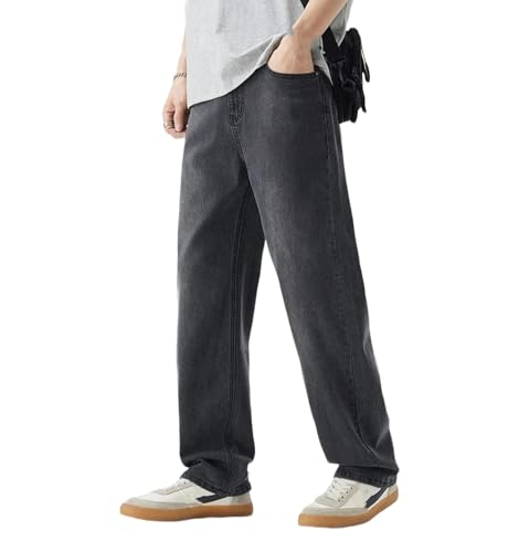 Mens Straight Jeans Summer Thin Loose Fit Baggy Denim Pants Office Work Casual Trousers Streetwear