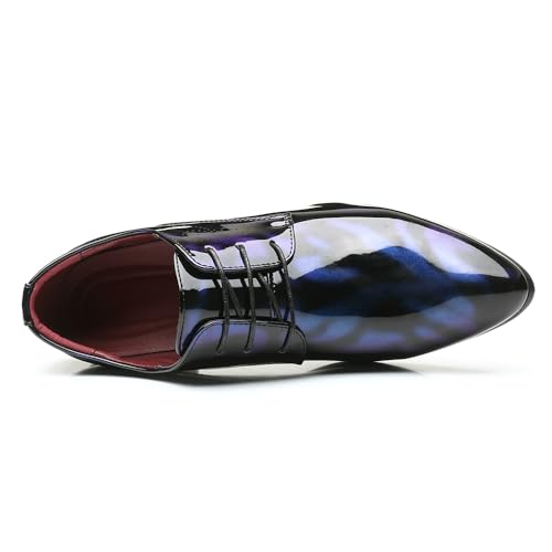 Men's Patent Leather Oxford Dress Shoes, Pointed Toe, Lace-up Design, 3 Colors3