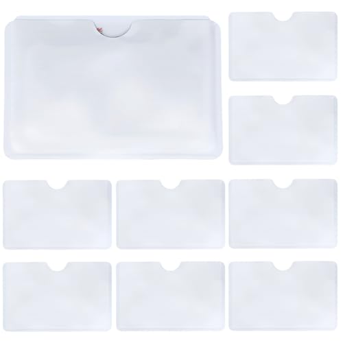 CREATCABIN 40Pcs RFID Blocking Sleeves Credit Card Sleeves Protectors Set White Aluminum Identity Theft Protection Holders Waterproof RFID Card Secure Planners Envelopes for Men Women Purse Wallets