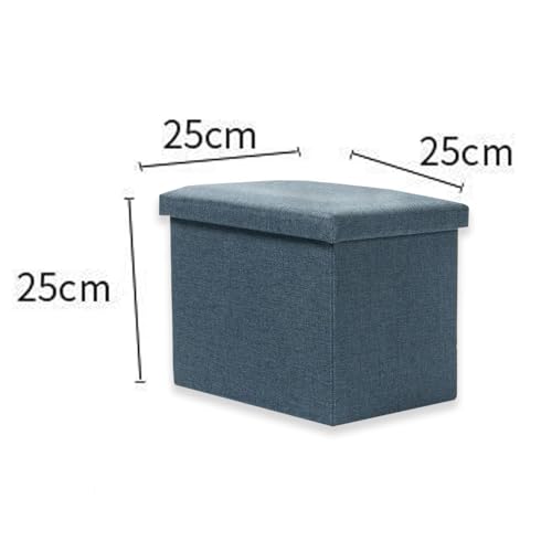 Image of Kuber Industries Pack of 2 Storage Stool - Square Toy Box, Foot Rest, Folding Seat, Wardrobe Organizer for Clothes-Books, Living Room Storage Box | S ZH001BU | Navy Blue