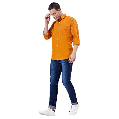 Image of Ben Martin Men's Cotton Regular Collar Shirt with Chest Pocket || Classic Collar, Slim Fit, Casual & Formal Wear || Soft & Breathable Fabric || Full Sleeve Shirt for Men