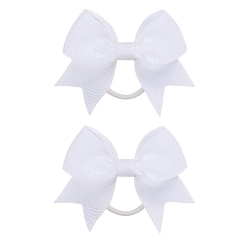 幼児用ヘアリボンタイ 女の赤ちゃん用 - 2個 ホワイト ベビーヘアリボン ヘアゴム リボン ヘアバンド 幼児 ヘアアクセサリー 赤ちゃん 女の子 キッズ 幼児 2~4歳 ギフト