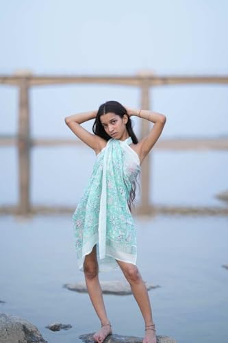 Beach Wrap Pareo, Hand Block Printed Cotton Sarong, Long Scarf, Large Sarongs, Cover up, Soft Fabric Scarf, Fashion Shawl Beach Sarong,2