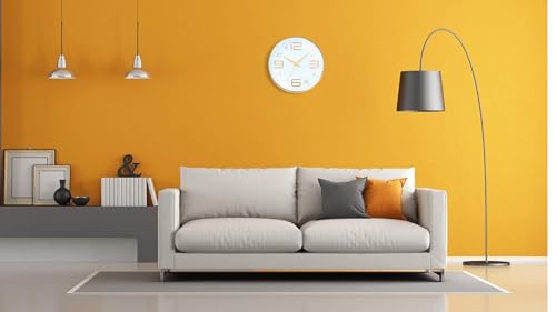 Wazdorf Wall Clock 10" Silent .Quartz Decorative Latest Wall Clock Non-Ticking Classic Clock Battery Operated Round Easy to Read for Room/Home/Kitchen/Bedroom/Office/School (S White Gold 02)