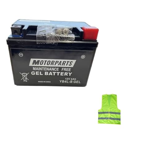 BATTERIA MOTO YB4L-B 12VOLT 4AH BATTERIE SCOOTER IN GEL COMPATIBILE CON BETA ARK/ARK LC DD/DT 50 per anno 1996 al 1999 120X70X92MM FORNITA CARICA E PRONTA PER ESSERE UTILIZZATA