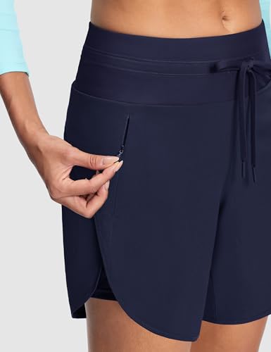 Image of ISEEGZ Swim Board Shorts Women 5.5 inch / 7 inch | Built in Liner, Zipper Pockets, High Waisted, Quick Dry, UPF 50+, Stretchy, Swim Trunks for Women