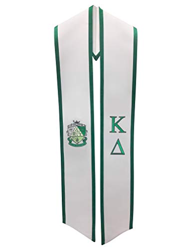 Kappa Delta Sorority White/Green Graduation Deluxe Embroidered Stole [Made in