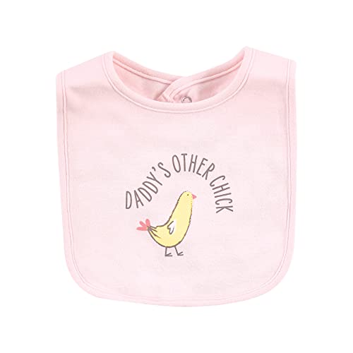 Image of Hudson Baby Unisex Baby Cotton Bibs, Pink Farm Animals, One Size