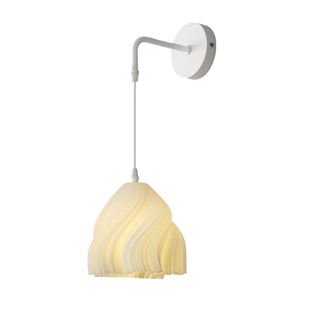 KXEcoLife Acrylic Wall Lamp, White Skirt-Shaped Sconce, Bedside Light, E27 Lighting Fixture, Interior Decorative Lamps, Modern Minimalist Lights for Bedroom, Corridor/B
