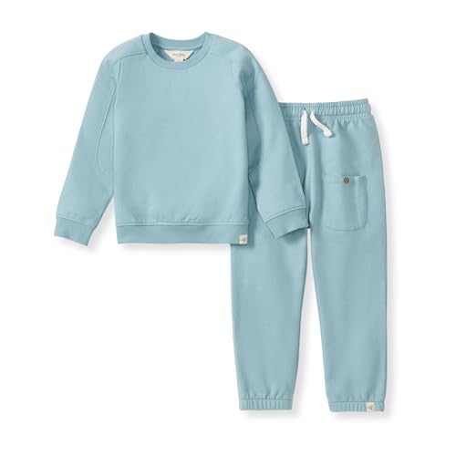 Image of Burt's Bees Baby Boys Shirt and Pant Set, Long Sleeve Top & Bottom Outfit Bundle, 100% Organic Cotton