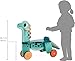 Janod Dino - Ride-On Wooden Dinosaur ‘Portosaurus’ - 18.5” Tall Adorable Scooting Toy with Steerable Front Wheels - Includes Plush Tail - Ages 12 Months- 4 Years - J05828