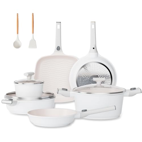 JEETEE 22pcs NonStick Ceramic Induction Cookware Sets, Pots and Pans With Removable Handles, Kitchen Non Toxic Pot Sets PFAS & PFOA Free