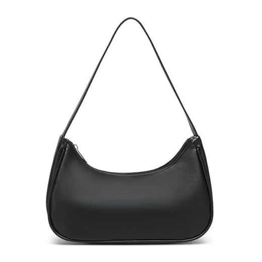 CharmBurst Handtasche Damen Schwarz, Vegane Schultertasche Mit Reißverschluss, Retro Umhängetasche Aus Lederoptik, Clutch Bag Als Hochzeitsgeschenk Oder Party Tasche