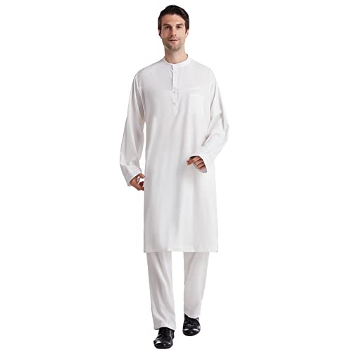 Costume islamique arabe blanc contre la chaleur : l'ensemble manches longues idéal