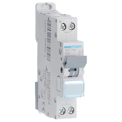 Interruttore hager - 1 fase + neutro - 20a - 6ka - curva d - vite/vite