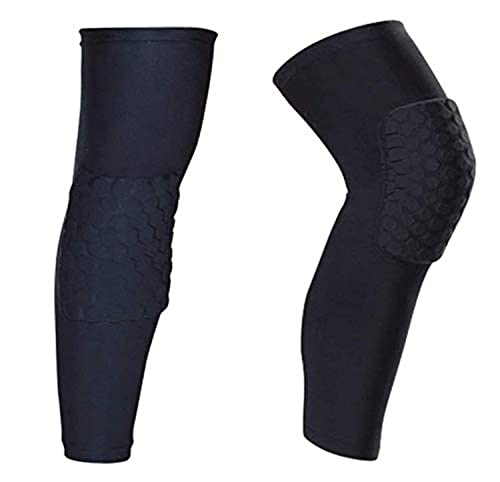 2 Piece Knee Pads Professional Black Sports Porective Support Volleyball Basketball Football Leg Brace Sleeves Hex Knee Pads Compression Leg Sleeve for Basketball