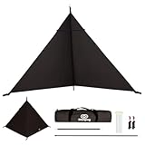 GOGlamping HEXAGRAM 陣幕tc 自立式 陣幕 焚き火 黒 目隠し キャンプ 大型 三角DIY 風よけ TC素材 防風 難燃 撥水 軽量 焚き火キャンプ アレンジ自由【自立式 DIY可能 高さ150cm】