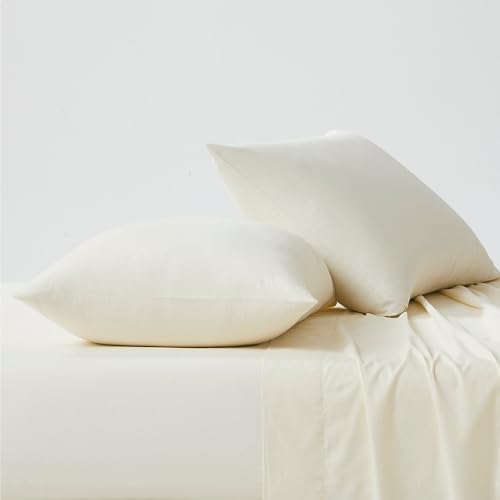 Image of Linen Closet Luxury Cotton 144 Thread Count Organic Cotton King Pillowcases, Set of 2, Fresh Ivory