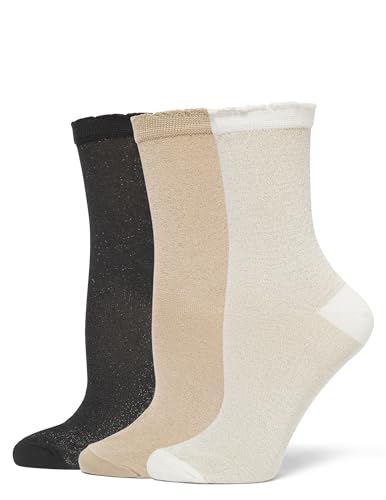 Image of HUE womens Fashion Crew Sock Packs - Textured Dot Socks, Sequin Soft Rib Crew Sock, Shimmer Socks