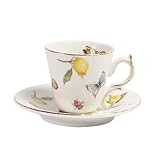 ヨーロッパ風陶器製レモンコーヒーカップ＆ソーサーセット（スプーン付き）(C)
