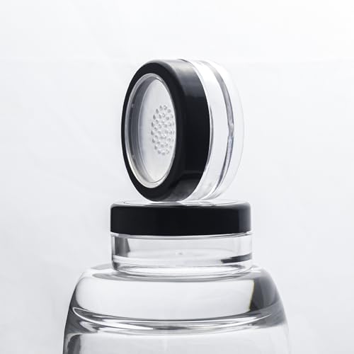 15pcs 10ml/0.34oz Plastic Empty Travel Small Loose Powder Compact Refillable Loose Powder Containers Reusable No Leak Compact with Rotatable Sifter and Black Screw Lid 5