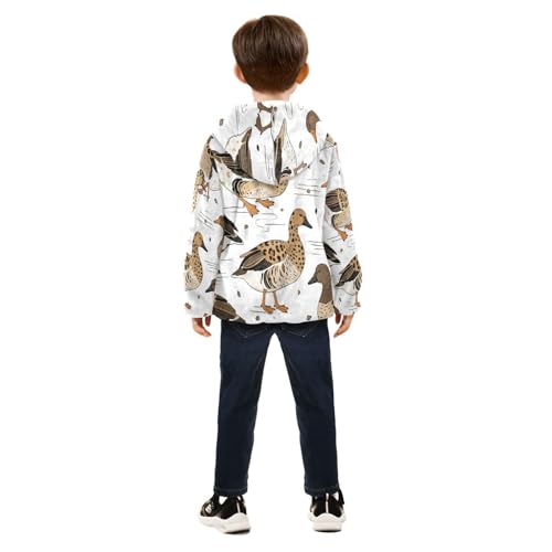 Ducks Walking Toddler Fleece Jacket Girl Boys Hooded Fleece Jacket Coat Warm Outwear Zip-up 3-10T4