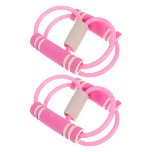 Sosoport Bandas de Resistencia en Forma de 8 para Ejercicio y Fitness, Set 2 Piezas Color Rosa, Banda Elástica para Entrenamiento de Brazos y Pilates en Casa, Accesorio Portátil para Yoga