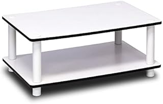 Furinno 2-Tier No Tools Coffee Table, Engineered_Wood, White/White, 1-Pack