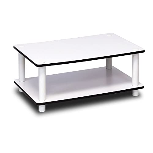 Furinno 11172 Just 2Tier No Tools Coffee Table, White w/White Tube