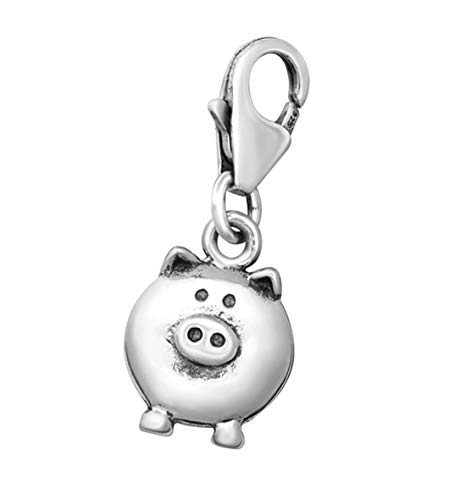 Pig Charm With Lobster Clasp Sterling Silver For Charm Bracelet Or Necklace (E12723) #TOP4