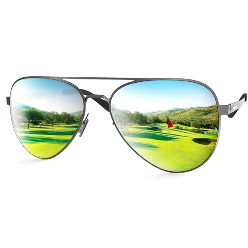 Golf Sunglasses Aviator Polarized Sun Glasses Pilot Sunglasses UV400 Protection HD Golf Greens Glasses for Golfing
